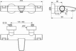 Ideal Standard Ceratherm T25 termostatinis vonios ir dušo maišytuvas, matinė juoda