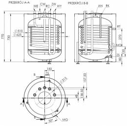 Pastatomas greitaeigis vandens šildytuvas WGJ-S OEM 100L, 1,2m2