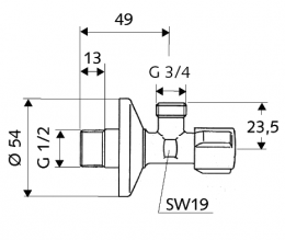 SCHELL ventilis skalbimo mašinai 1/2"x3/4"