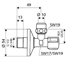 SCHELL ventilis  kamp.vamzdelio pajung.1/2"x10