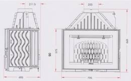 Ketinis židinio ugniakuras 800 Grande Angle tiesiu stiklu ir sklende