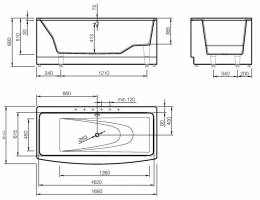 Akmens masės vonia Vispool Relax 169 x 81 x 68 cm, balta