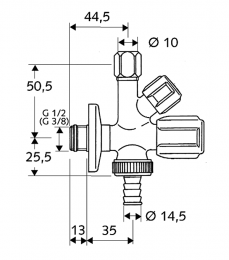 COMFORT SCHELL vent. kombinuotas1/2"x3/8"x3/4"