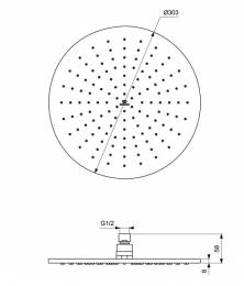 Ideal Standard Idealrain dušo galva 300 mm, šlifuoto aukso