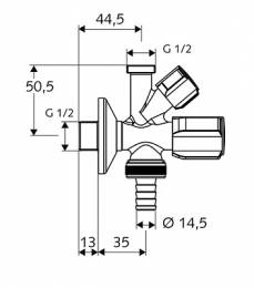 COMFORT SCHELL vent. kombinuotas1/2"x1/2"x3/4"