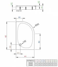 Dušo padėklas Radaway Patmos E 100x80R, baltas