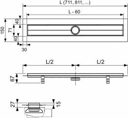 TECEdrainline tiesus NP dušo latakas su Seal System sandarinimo juosta, L-70 cm