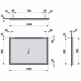 Veidrodis su aliuminio rėmu Frame 25, 1000 x 700 mm be apšvietimo