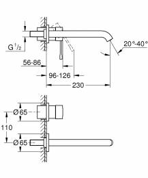 Grohe Essence virštinkinė praustuvo maišytuvo dalis, snapas 230mm, chromas