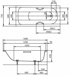 Plieninė vonia Kaldewei Saniform Plus 160x75 cm su EasyClean, mod. 372-1