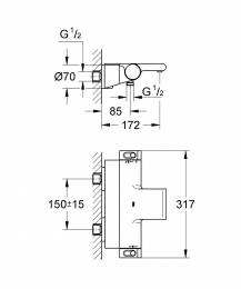 GROTHERM 2000 NEW termostatinis vonios maišytuvas, chromas