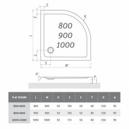 Dušo padėklas FLAT ROUND 800x800 mm, baltas