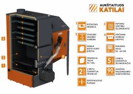 Granulinis katilas Pelemax 100 kW, komplekte su rotaciniu 100 kW degikliu, 700 l bunkeriu