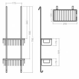 Pakabinama lentynėlė SHELF UNI 750x250 mm, chromas