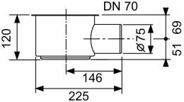 TECEdrainline sifonas, DN 70 horizontalus, montavimo H 148mm; pralaidumas 1.4 l/s