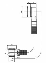 Automatinis vonios sifonas, prailgintas, aukso spalva, d.70 mm