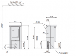 Plieninė krosnelė CONTURA  C520T pilka sp.(798990, 803455)