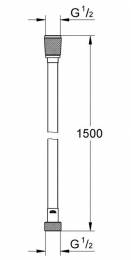 Dušo žarna Silverflex 1500mm., 1/2"x1/2", sidabrinė