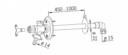 Neužšąlantis lauko čiaupas (su vakuuminiu ventiliu) DN15, L 450-1000 mm