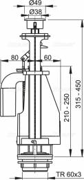 WC nuleidimo mechanizmas, A08A dvig. 3/6 ltr., unitazų bakeliams