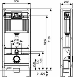 TECEconstruct unitazo modulis su keturiomis tvirtinimo kojomis ir Uni vandens bakeliu