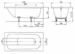 Plieninė vonia Kaldewei Saniform Plus 140x70x41 su Easy-Clean, balta