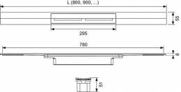 TECEdrainprofile dušo profilis 800x55 mm, poliruotas nerūdijantis plienas