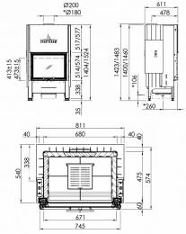 Plieninis židinio ugniakuras Spartherm Varia 1Vh-4S, stiklo aukštis 51,3 cm