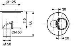 TECEdrainline vertikalus sifonas, DN 50; montavimo H 67mm, pralaidumas 1,3l/s