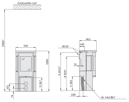 Krosnelė Contura 556T Style pilka sp., su muilo akmeniu (komplektas: 803376, 998030)