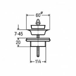 Viega išleidimo ventilis su kamščiu 1 1/4x60, nerūdijančio plieno