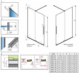 Durys Radaway FURO BLACK Walk-in 638x2000, dešinė, skaidrus/juoda